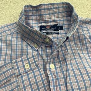 Vineyard Vines Classic‎ Fit Tucker Shirt Mens L Blue Pink Plaid Button Down